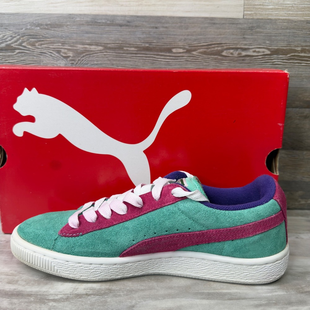 Puma Suede Womens Size 8 Sneakers Multi-Color Teal Pink Purple 355110 - Picture 4 of 9